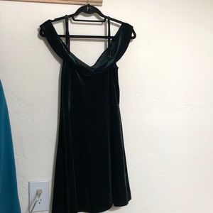 Green Velvet off the shoulder dress